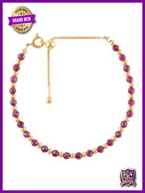 Natural Ruby Gemstone Bracelet Gold Plated Handmade Bolo Slider Chain Healing